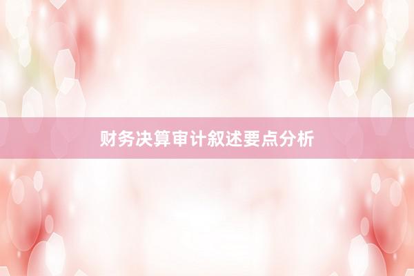 财务决算审计叙述要点分析